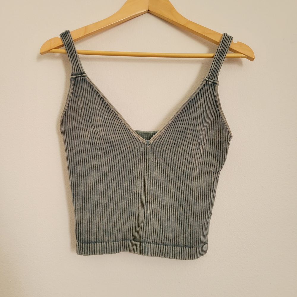 Intimately by Free People Green Washed Seamless Crop Size M/L